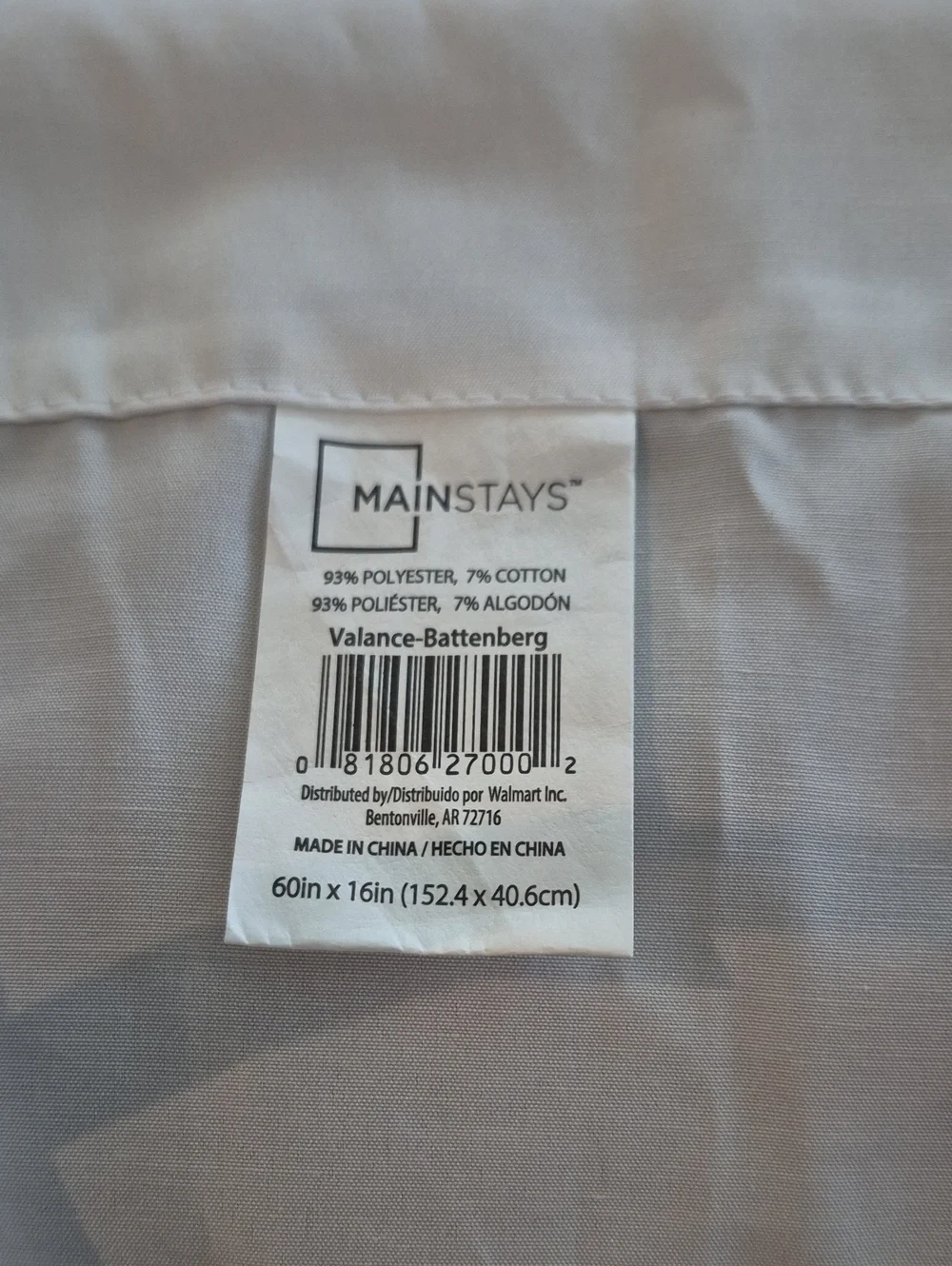 Mainstays White Cutwork Lace Battenberg Valance 60x16